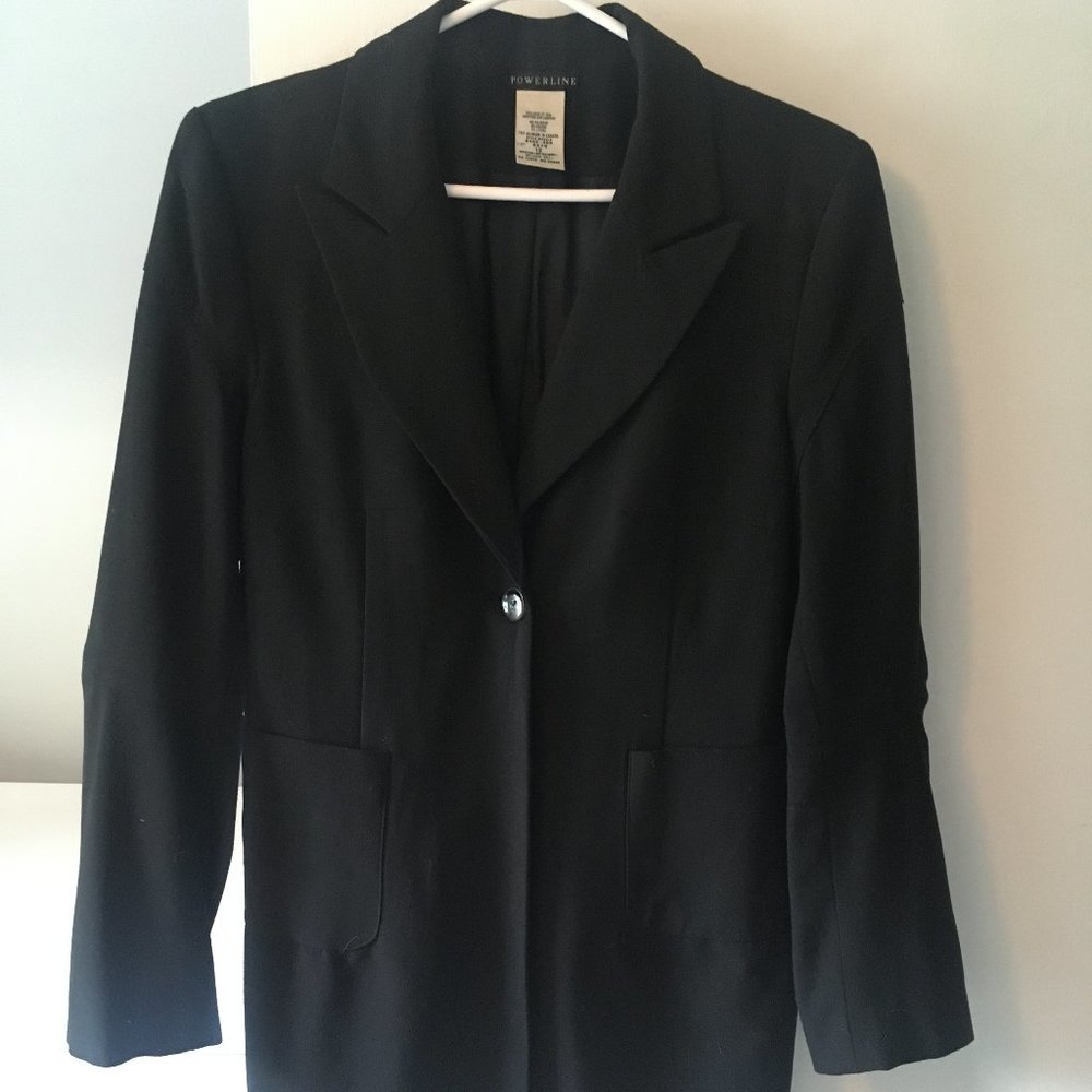 Fitted long line suit jacket